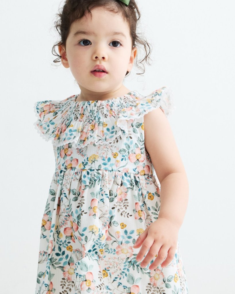 【Left/3A&4A&5A】mebi★ボタニックシャーリングカラーワンピース(2A~6A)の画像