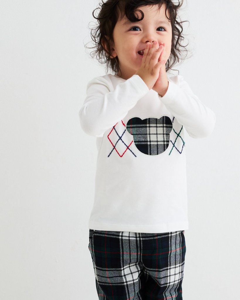 JOMilano★チェックベアジャージー長袖Tシャツ(12m~10A)の画像