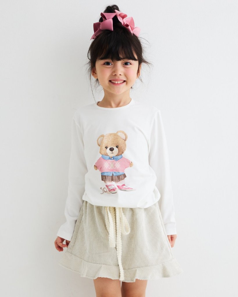 【Let/18m&5A&6A】JOMilano★ガールズベアジャージー長袖Tシャツ(12m~10A)の画像