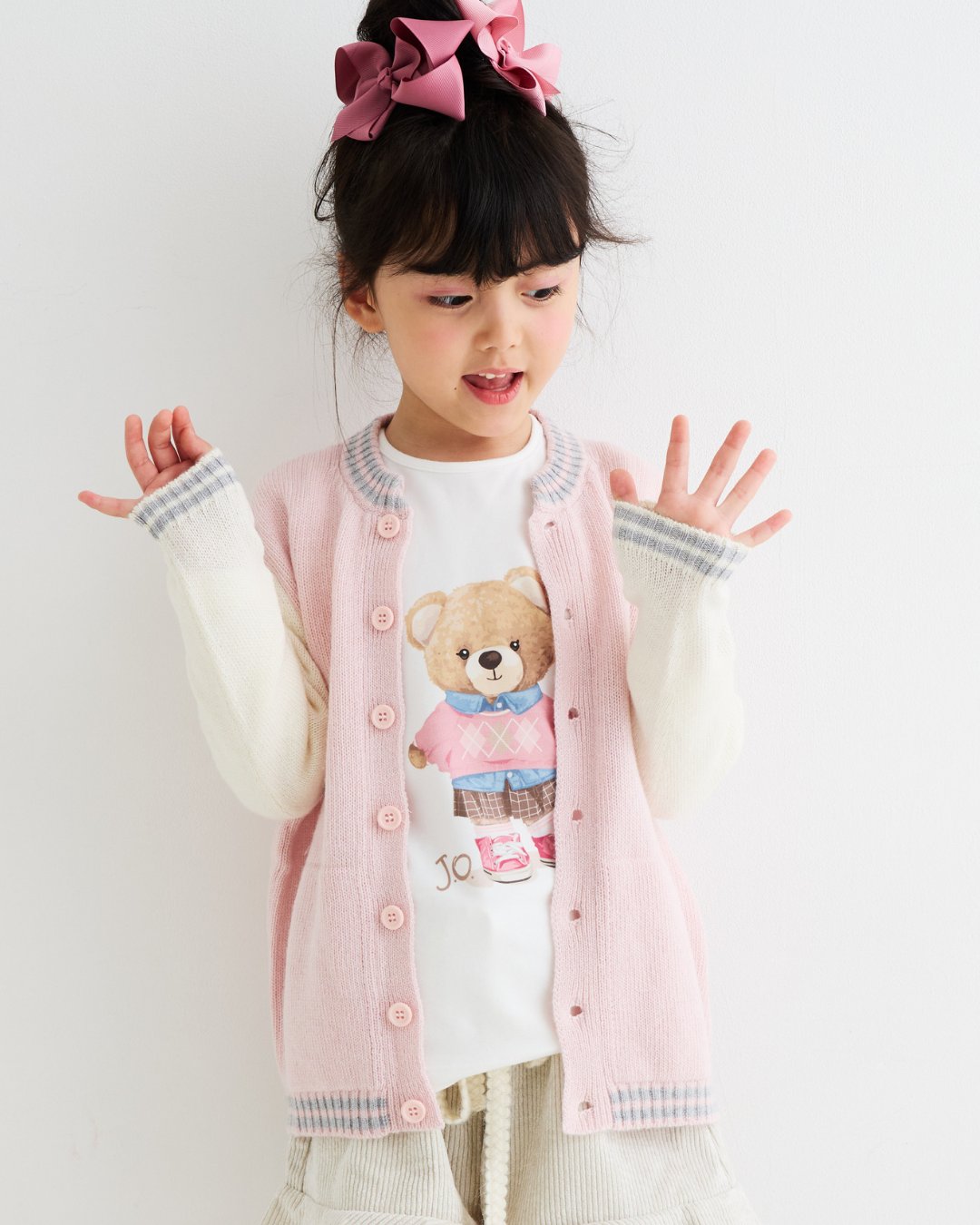 【Let/18m&5A&6A】JOMilano★ガールズベアジャージー長袖Tシャツ(12m~10A)の画像