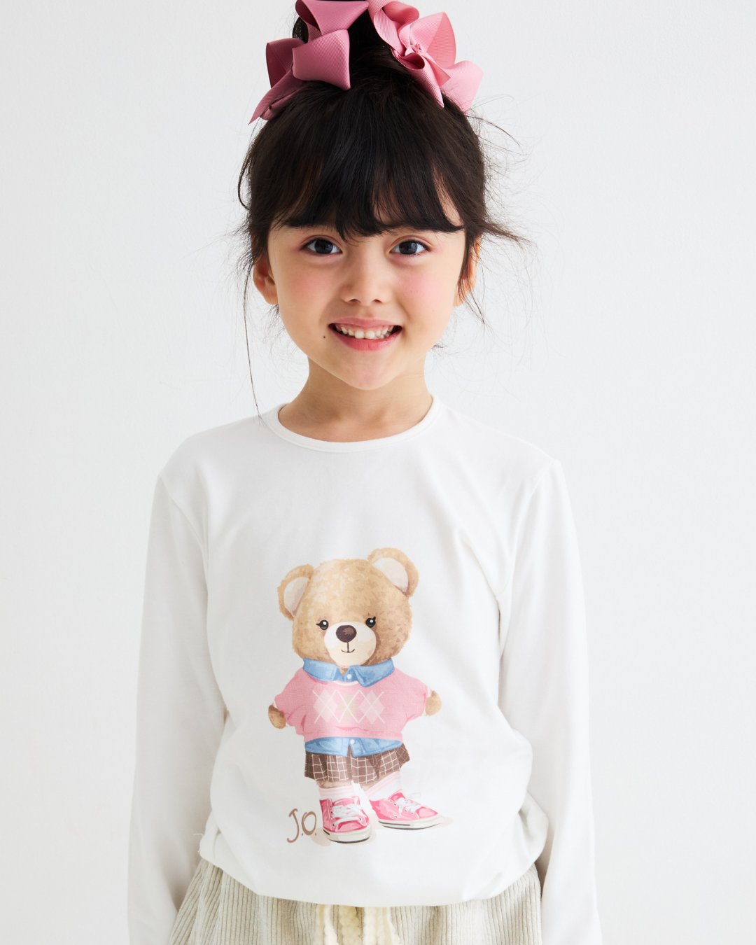 【Let/18m&5A&6A】JOMilano★ガールズベアジャージー長袖Tシャツ(12m~10A)の画像