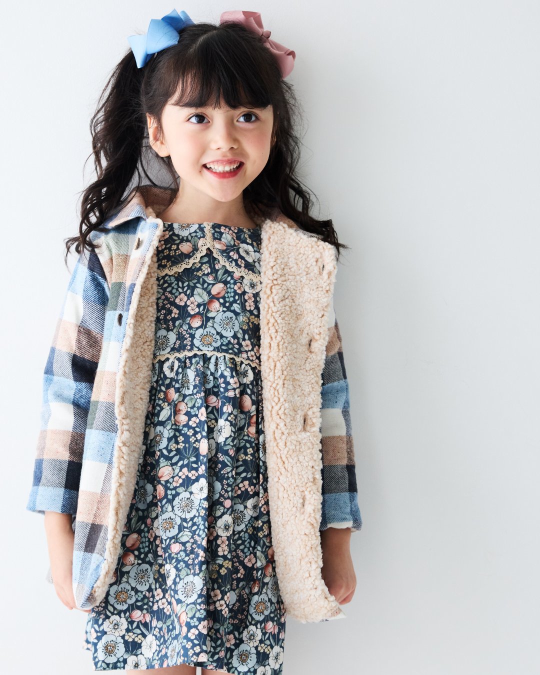 mebi★ブロックチェックジャケットコート(2A~6A)の画像