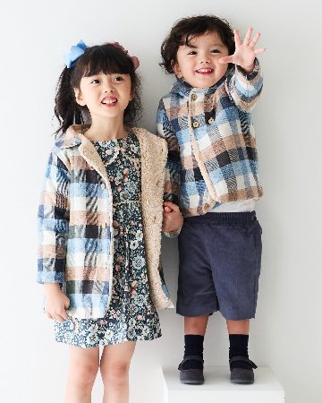 mebi★ブロックチェックジャケットコート(2A~6A)の画像