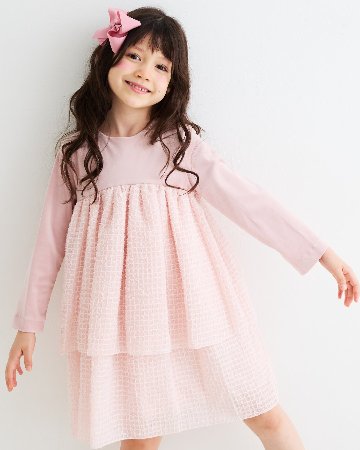 FinaEjerique★ベビーピンクベルベットシフォンドレス(4A~10A)の画像