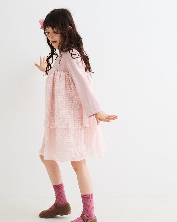 FinaEjerique★ベビーピンクベルベットシフォンドレス(4A~10A)の画像