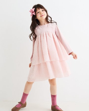 FinaEjerique★ベビーピンクベルベットシフォンドレス(4A~10A)の画像