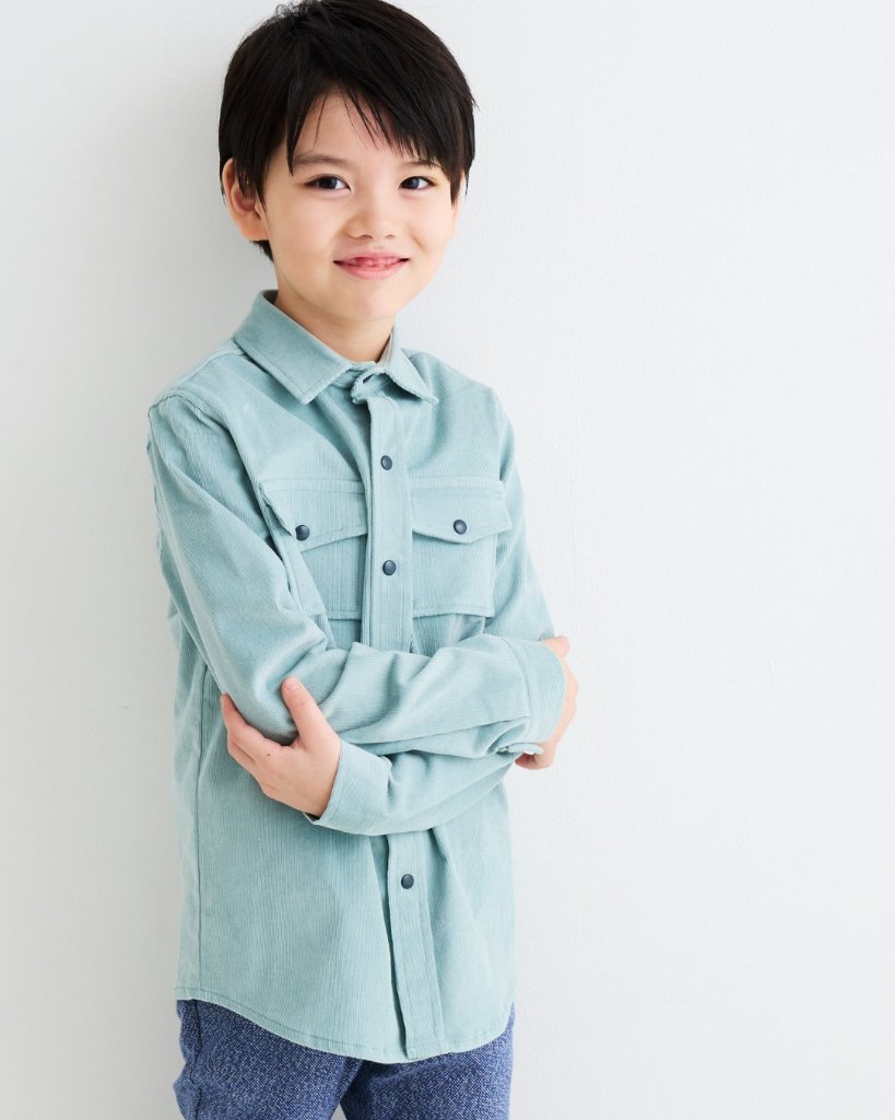 FinaEjerique★ミントコーデュロイオーバーシャツ(18m~10A)の画像