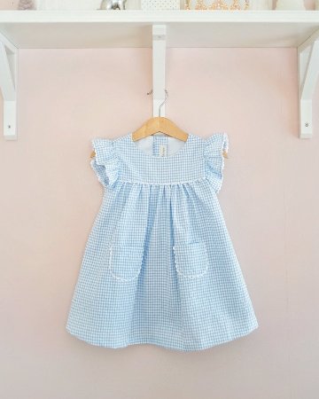 FinaEjerique★ブルーギンガムベビードレス(12m~4A)の画像