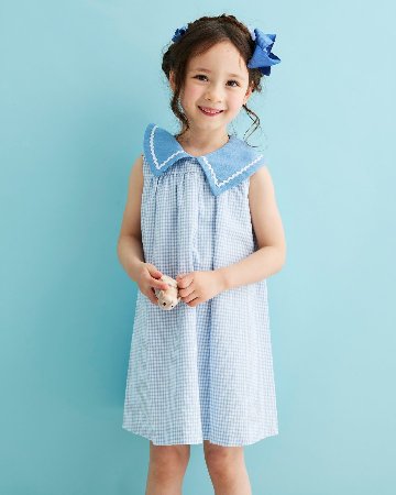 FinaEjerique★ブルーギンガムビッグカラードレス(5A~10A)の画像