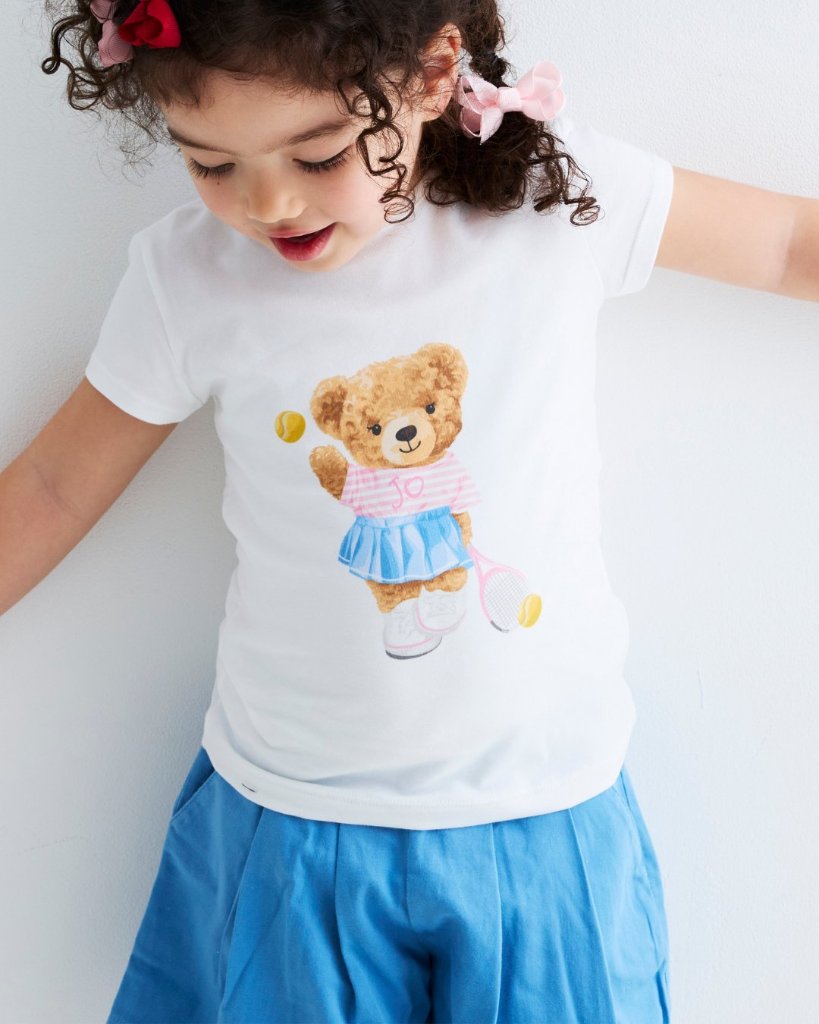 【Left/2A&5A】JOMilano★テニスベアガールTシャツ(2y~10y)の画像