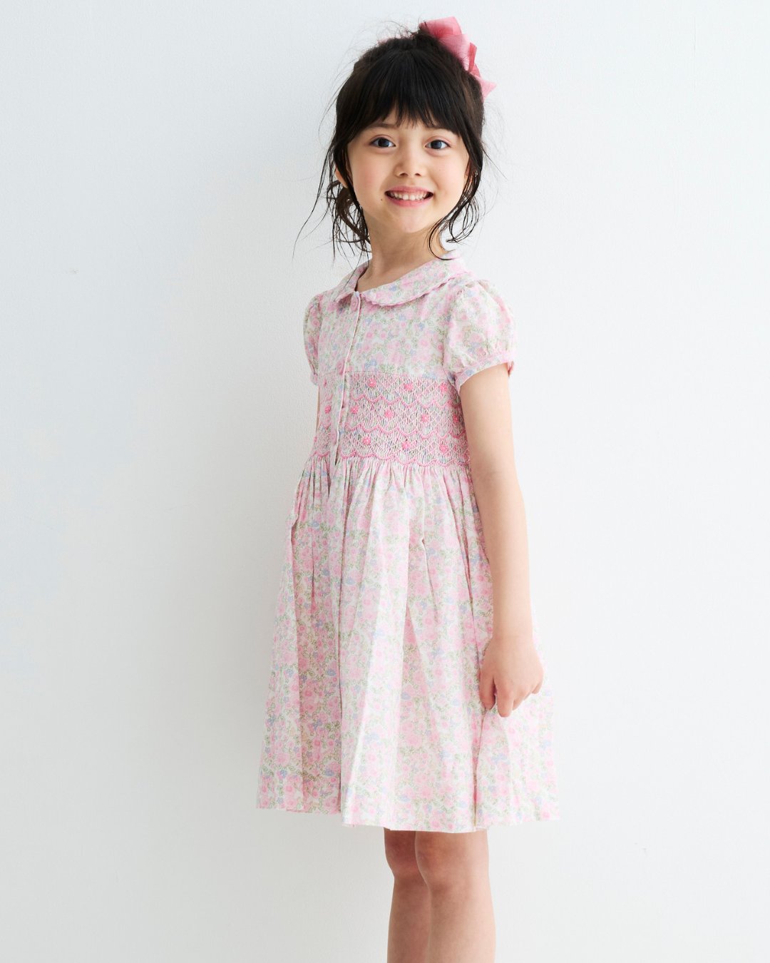 RachelRiley★DitsyPinkBloomスモッキングボタンドレス(2y~10y)の画像