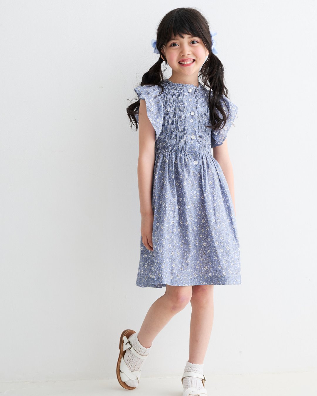 MICHELL×Pukatuka★シャーリングフロントボタンドレス(3A~8A)の画像