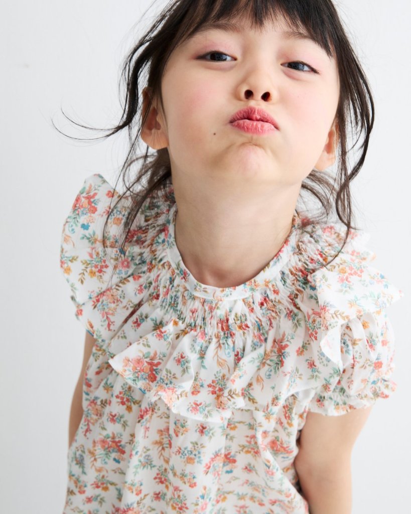 MICHELL×Pukatuka★フローラルシャーリングブラウス(2A~10A)の画像