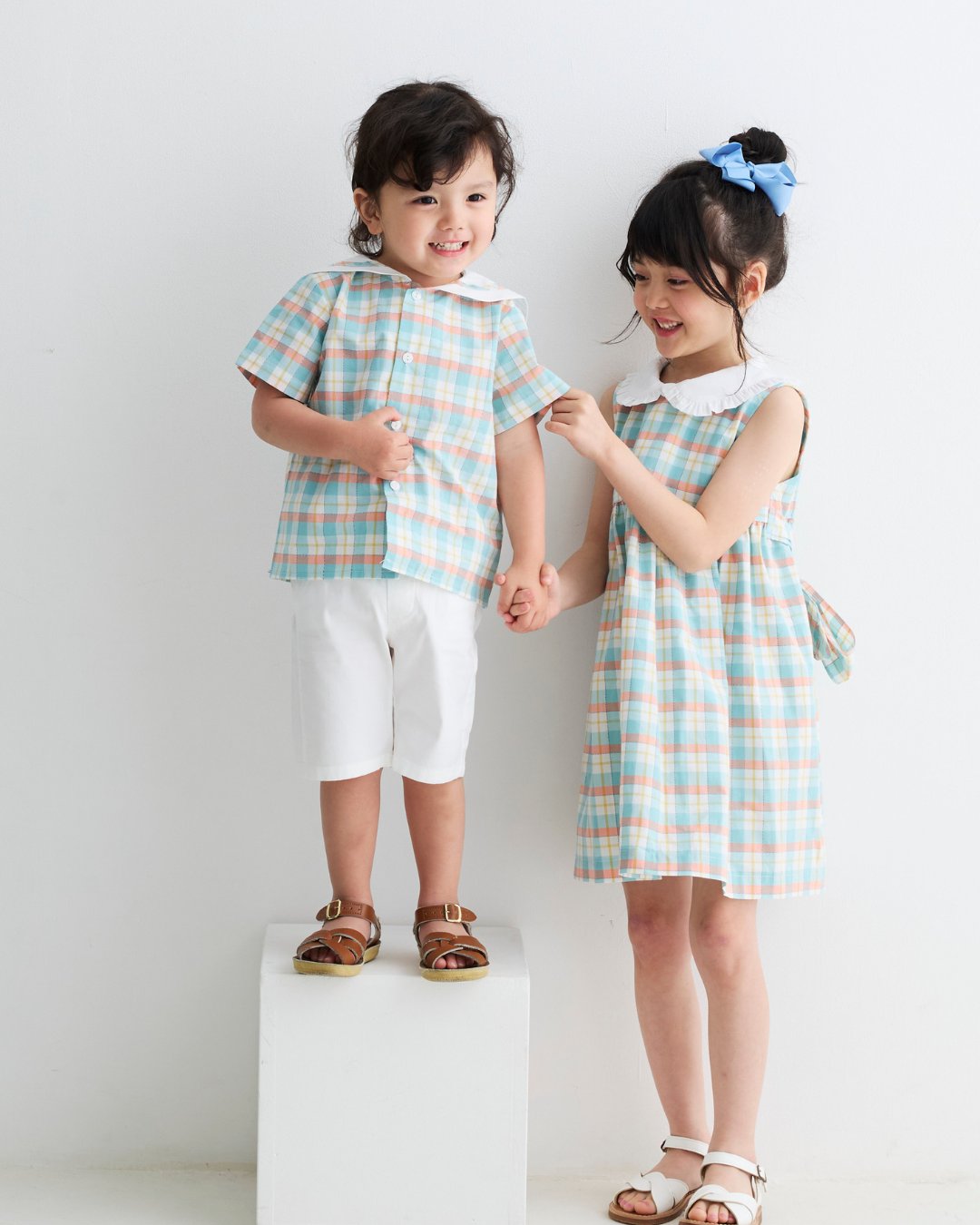 MICHELL×Pukatuka★サマーギンガムセーラーシャツ(2A~10A)の画像