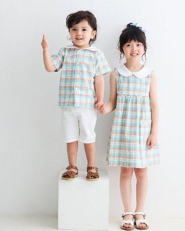 MICHELL×Pukatuka★サマーギンガムセーラーシャツ(2A~10A)の画像