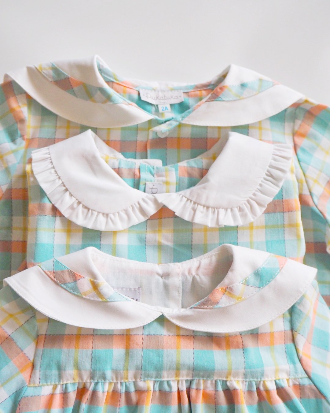 MICHELL×Pukatuka★サマーギンガムセーラーロンパース(unisex)(6m~18m)の画像