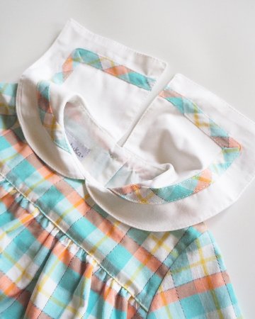 MICHELL×Pukatuka★サマーギンガムセーラーロンパース(unisex)(6m~18m)の画像