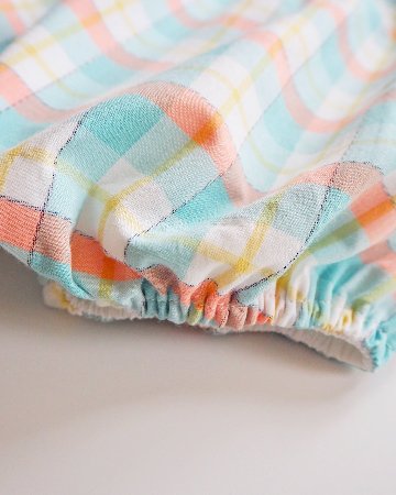 MICHELL×Pukatuka★サマーギンガムセーラーロンパース(unisex)(6m~18m)の画像