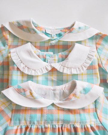 MICHELL×Pukatuka★サマーギンガムセーラーロンパース(unisex)(6m~18m)の画像