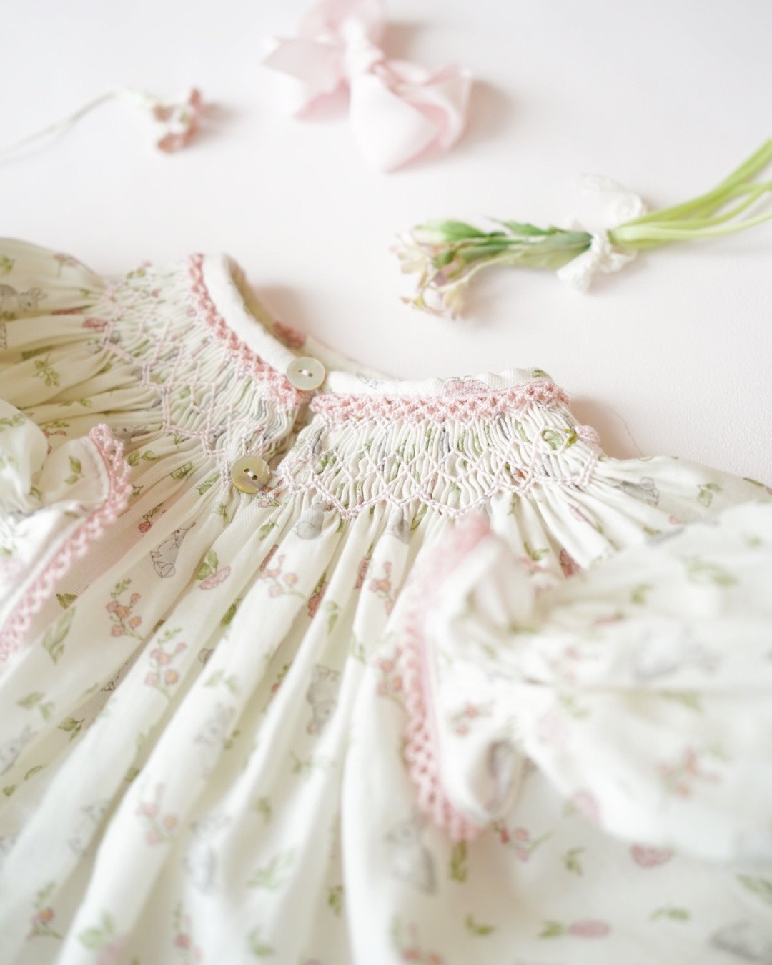 pi&pa★Bunniesハンドスモッキングビショップドレス(12m~3A)の画像