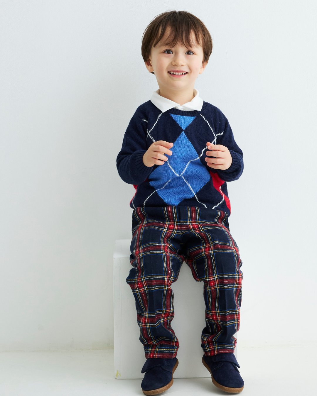 JOMilano★カシミヤ混アーガイルセーター(2A~10A)の画像