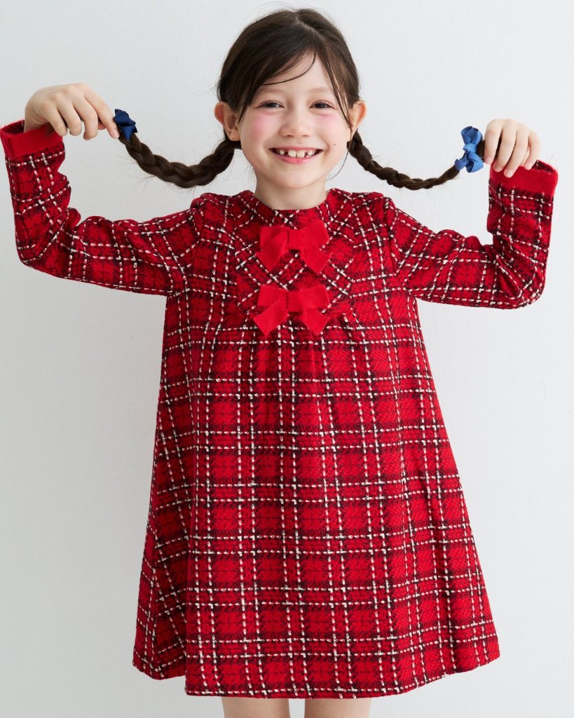 FinaEjerique★レッドチェックツイードドレス(2A~10A)の画像