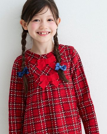 FinaEjerique★レッドチェックツイードドレス(2A~10A)の画像