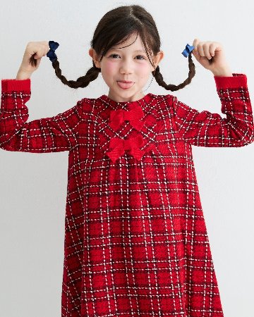 FinaEjerique★レッドチェックツイードドレス(2A~10A)の画像
