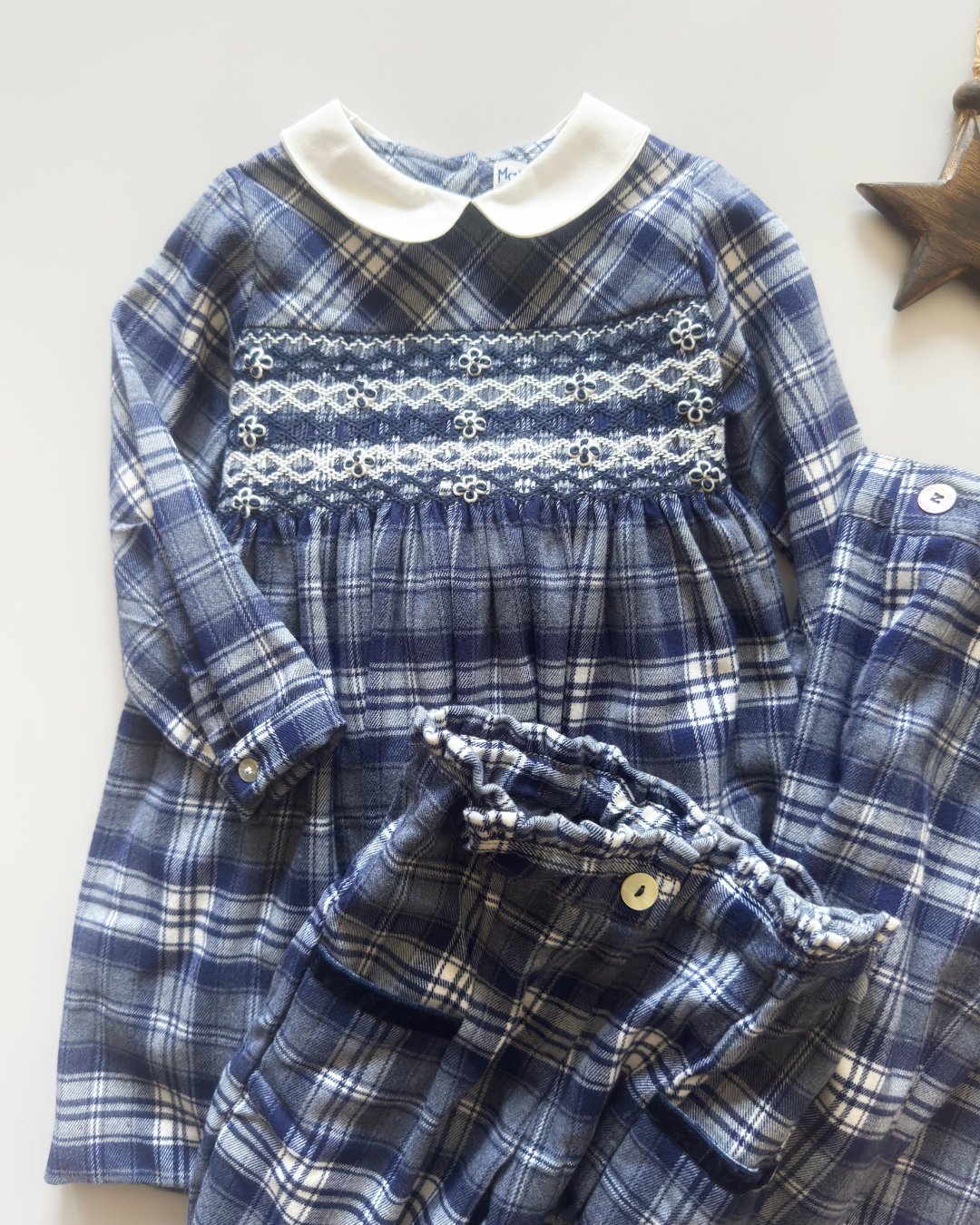 Malvi&Co★ネイビータータンスモッキングドレス(2A~10A)の画像