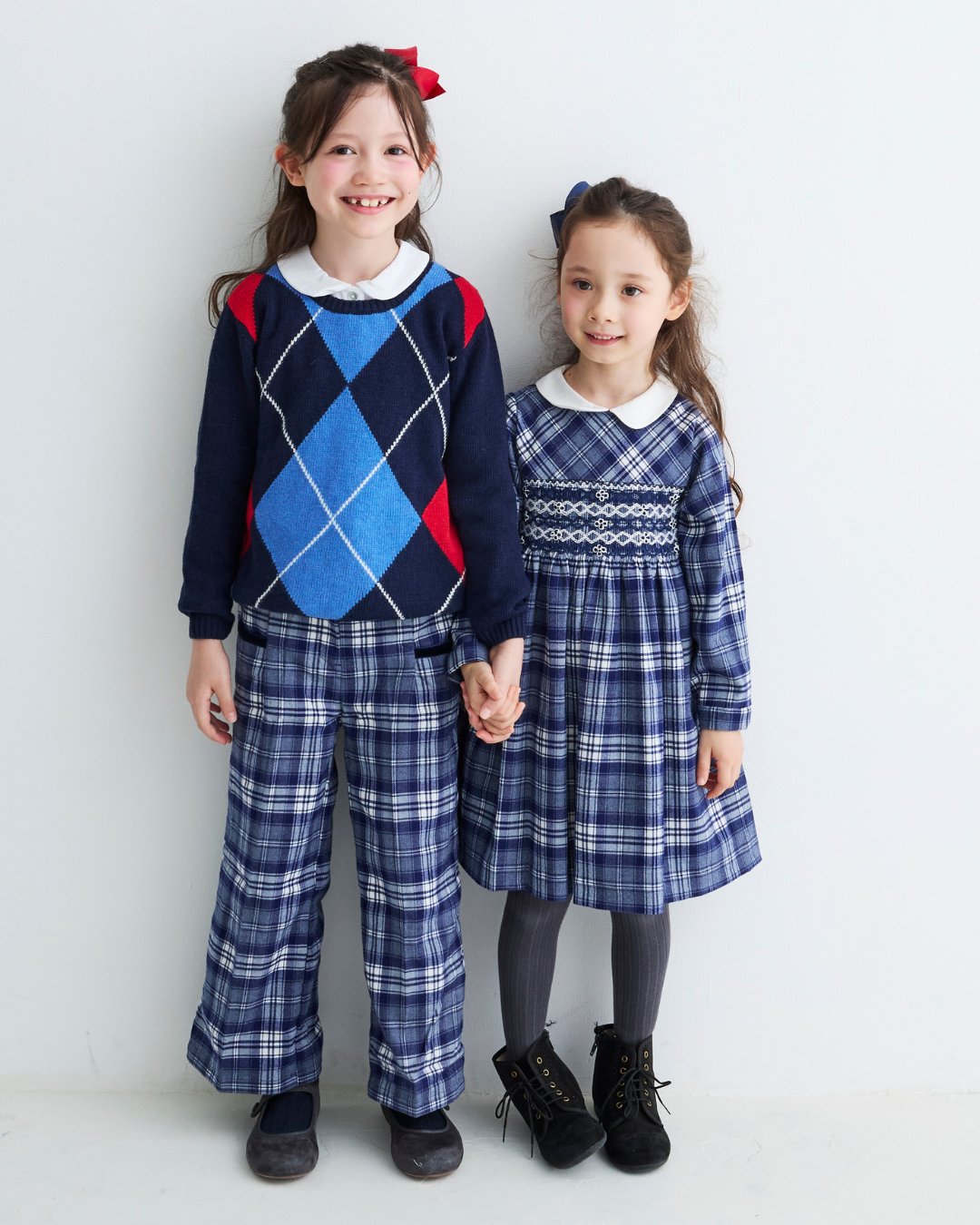 Malvi&Co★ネイビータータンスモッキングドレス(2A~10A)の画像