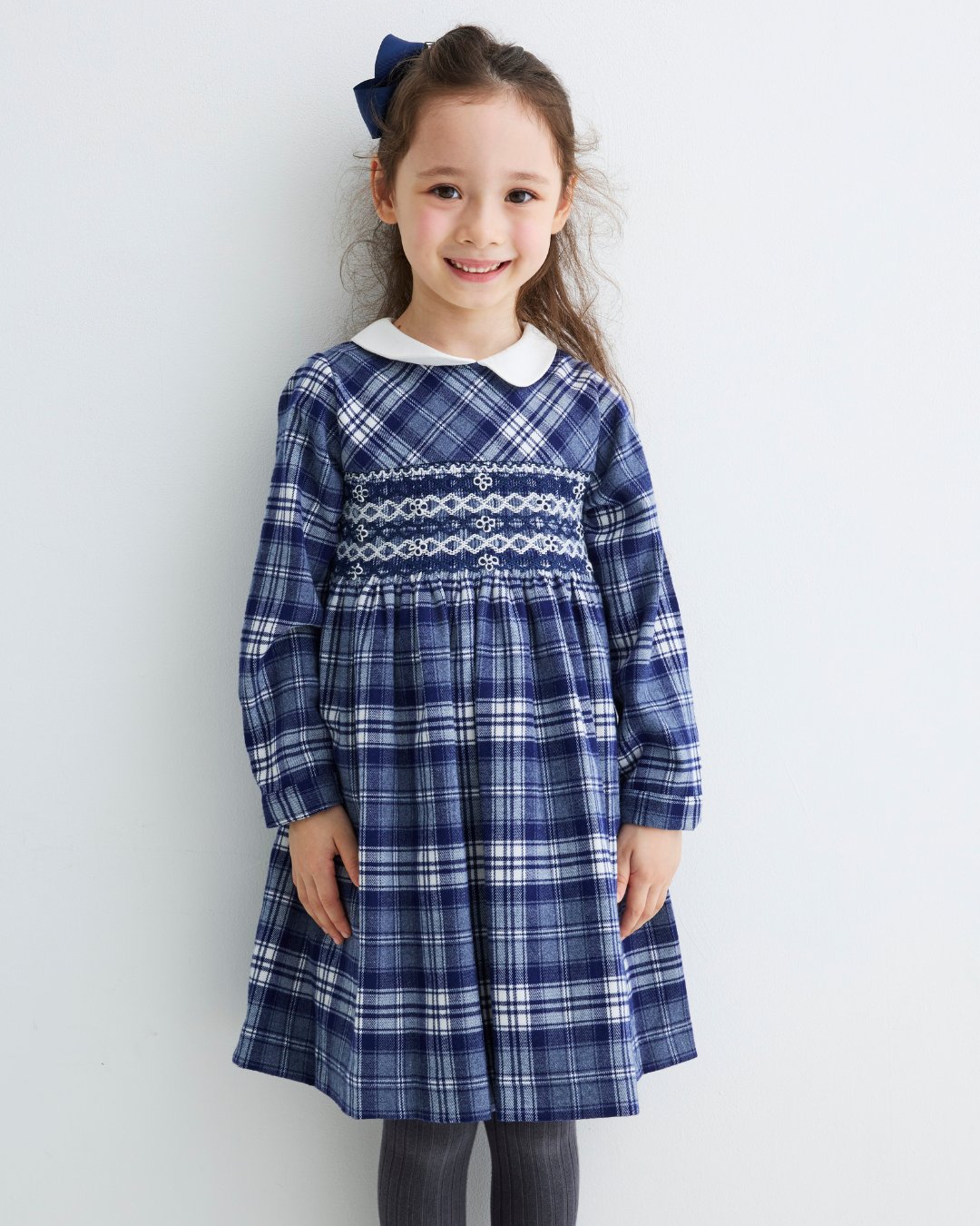 Malvi&Co★ネイビータータンスモッキングドレス(2A~10A)の画像