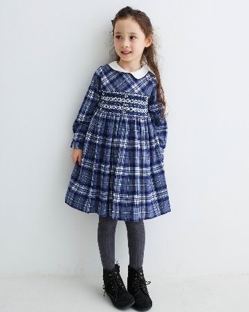 Malvi&Co★ネイビータータンスモッキングドレス(2A~10A)の画像