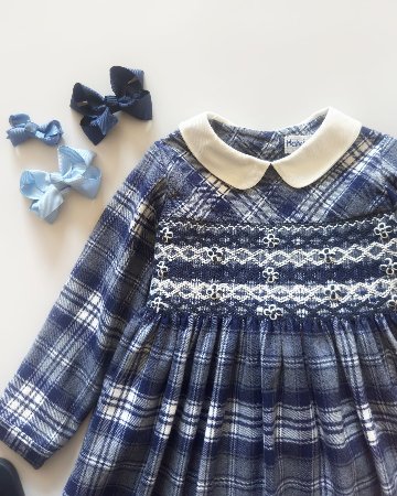 Malvi&Co★ネイビータータンスモッキングドレス(2A~10A)の画像