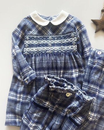 Malvi&Co★ネイビータータンスモッキングドレス(2A~10A)の画像