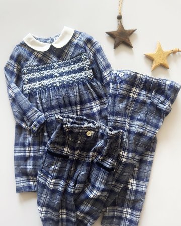 Malvi&Co★ネイビータータンスモッキングドレス(2A~10A)の画像