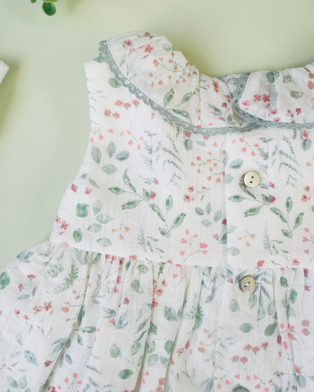 FinaEjerique★Green leaf organza dress-mini(12m~2A)の画像