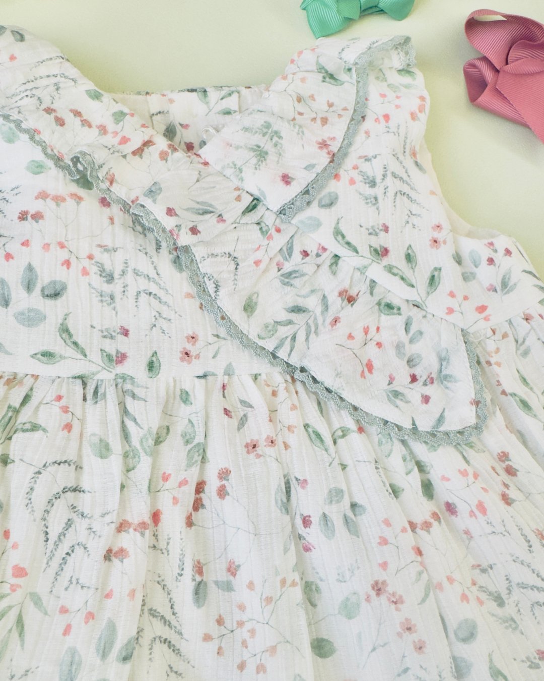 FinaEjerique★Green leaf organza dress-mini(12m~2A)の画像