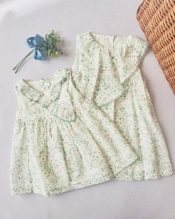 FinaEjerique★Green leaf organza dress-mini(12m~2A)の画像
