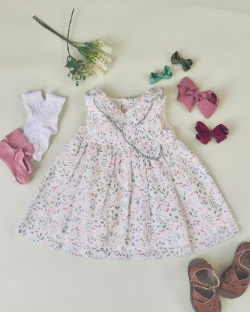 FinaEjerique★Green leaf organza dress-mini(12m~2A)の画像