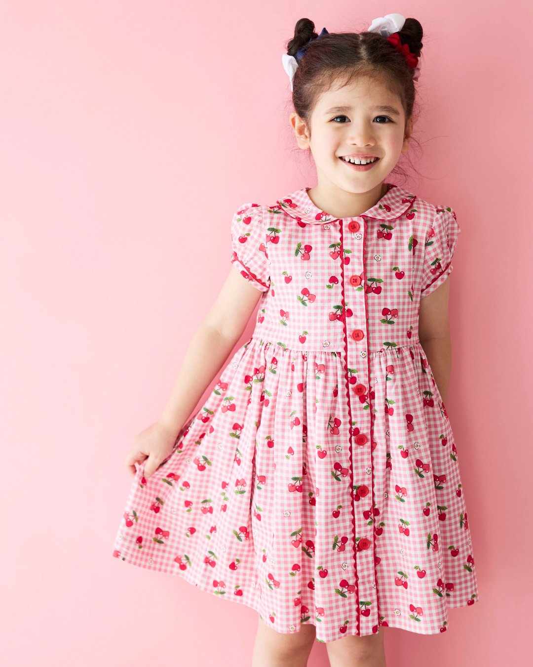 RachelRiley★Gingham Cherry Button Front Dress(2y~10y)の画像