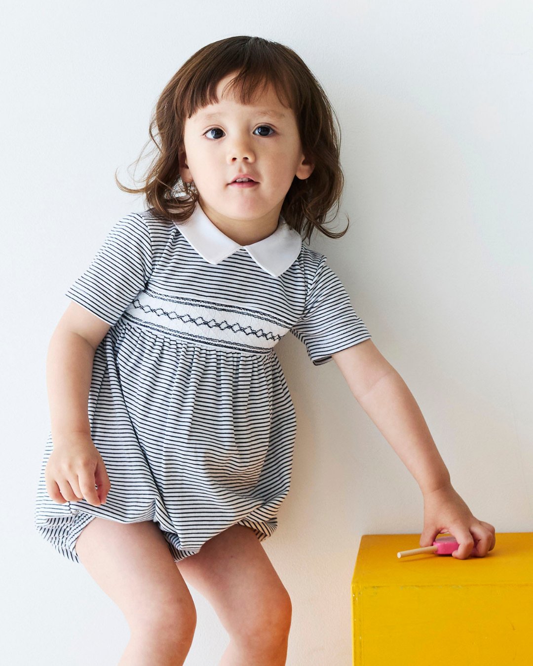 RachelRiley★Stripe Smocked Rompers(6m~18m)の画像