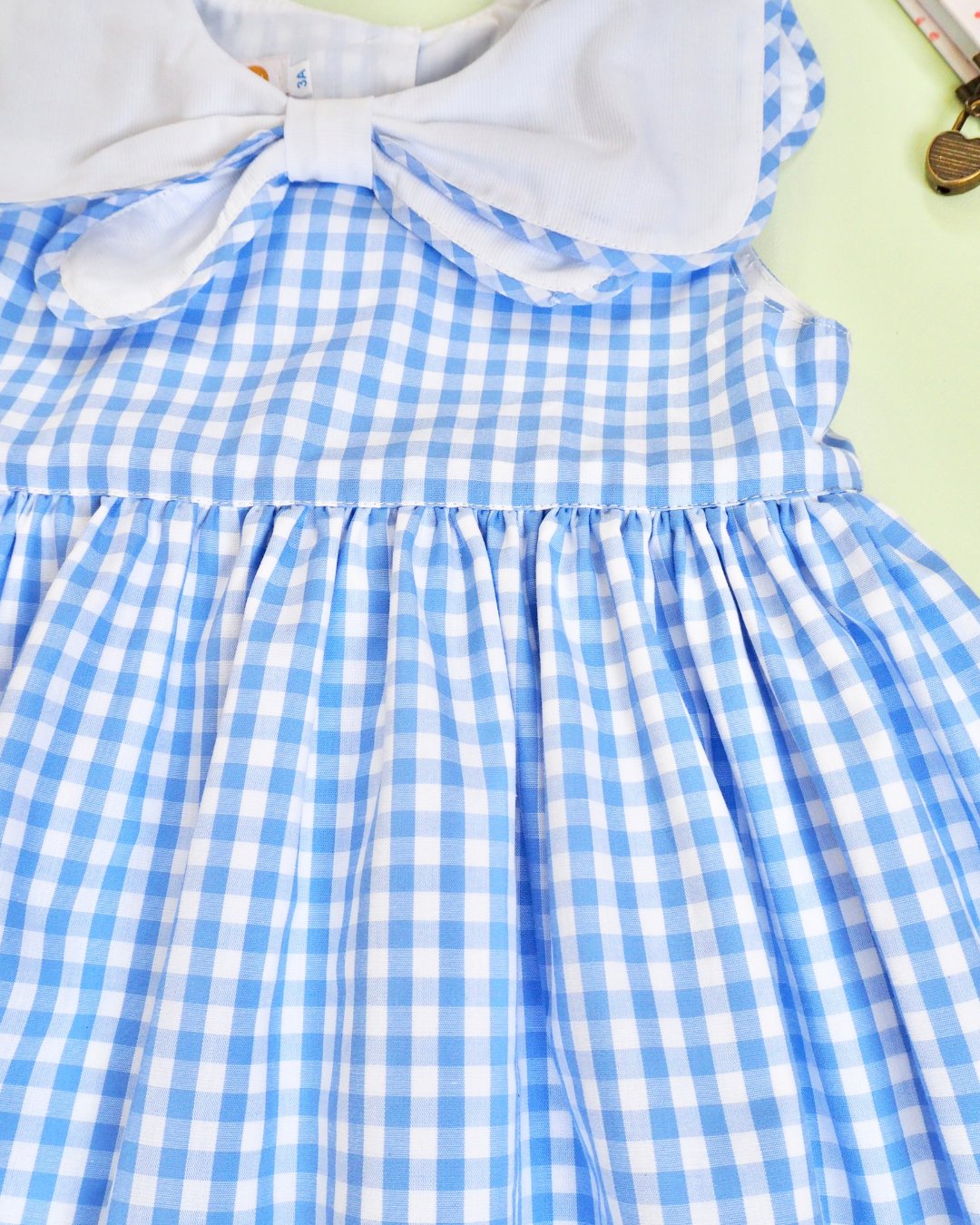 MICHELL×Puromimo★Blue Gingham Sailor bow Dress(2A~10A)の画像