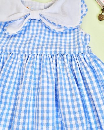 MICHELL×Puromimo★Blue Gingham Sailor bow Dress(2A~10A)の画像