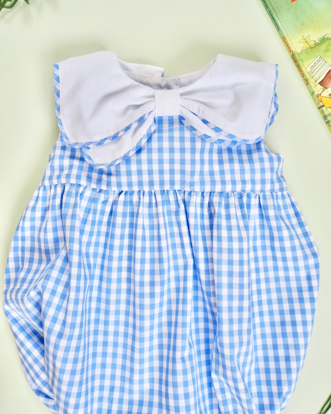 MICHELL×Puromimo★Blue Gingham Sailor bow Rompers(unisex)(12m~18m)の画像