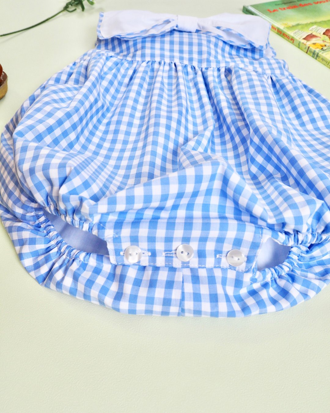 MICHELL×Puromimo★Blue Gingham Sailor bow Rompers(unisex)(12m~18m)の画像