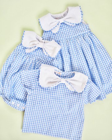 MICHELL×Puromimo★Blue Gingham Sailor bow Rompers(unisex)(12m~18m)の画像