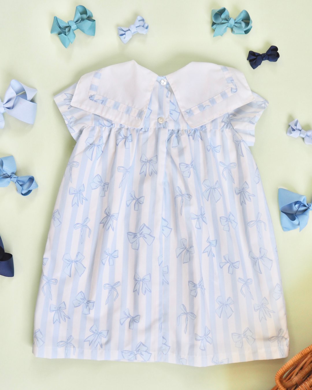 MICHELL×Puromimo★Water Blue Stripe ribbon Dress(2A~10A)の画像