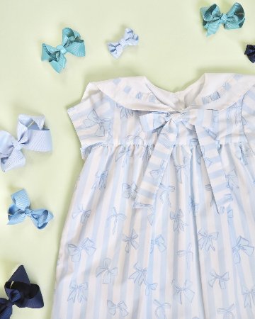 MICHELL×Puromimo★Water Blue Stripe ribbon Dress(2A~10A)の画像