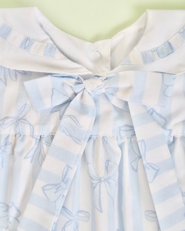 MICHELL×Puromimo★Water Blue Stripe ribbon Dress(2A~10A)の画像
