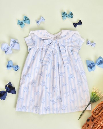 MICHELL×Puromimo★Water Blue Stripe ribbon Dress(2A~10A)の画像